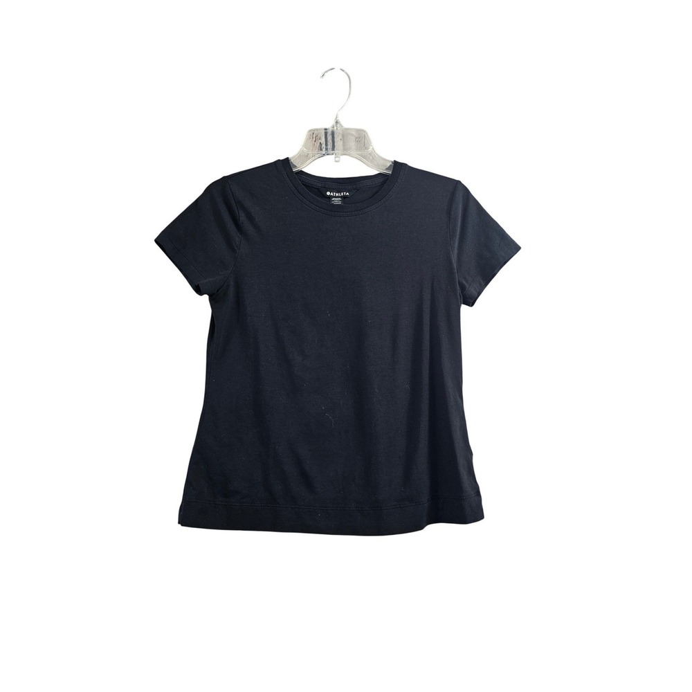 Athleta T-Shirt Womens XS Black Solid Short Sleeve Crew‎ Neck Activewear Top tee